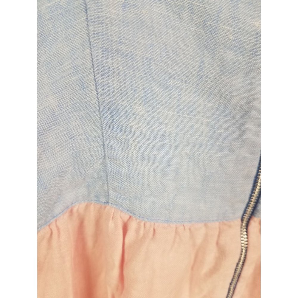Cynthia Rowley Women's Sz. M 100% Linen Tiered Color Block Short Sundress - Picture 8 of 8